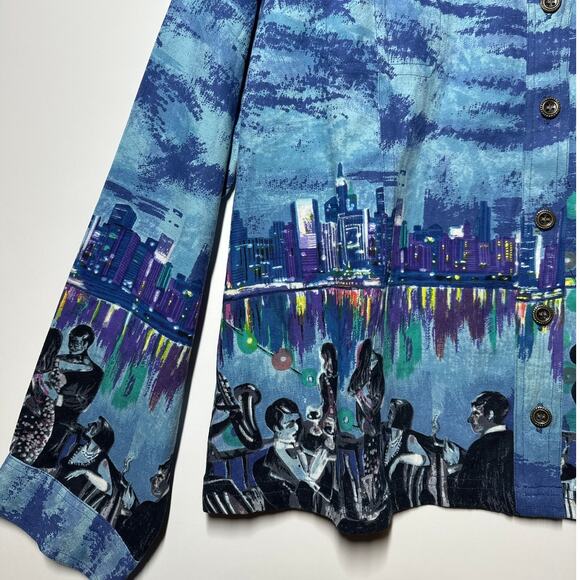 Vintage Take Two Clothing Musical Themed Shacket Jacket Shirt Denim Cotton Sz 3X - Picture 3 of 11